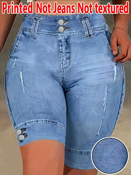 2127 [Printed Leggings - Not Faux Denim Fabric]Printed Leggings Without Texture -