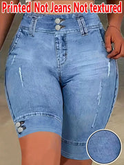 2127 [Printed Leggings - Not Faux Denim Fabric]Printed Leggings Without Texture -
