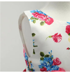 Summer Girls Rose Print Dress Princess Wedding Birthday Party Frocks Satin Children Vestidos Dresses For Girl Christmas Clothing