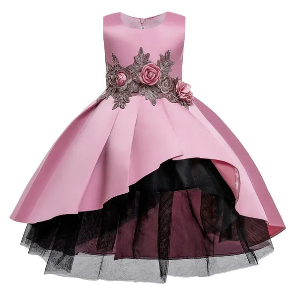Fashion Solid Flower Girl Dresses for Weddings Lace Sleeveless Prom Dresses Summer Children Girls Party Dresses 3-10 Years