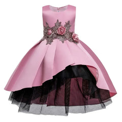 Fashion Solid Flower Girl Dresses for Weddings Lace Sleeveless Prom Dresses Summer Children Girls Party Dresses 3-10 Years