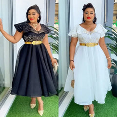 Plus Size African Wedding Party Dresses for Women 2024 New Dashiki Ankara Evening Gown Turkey Outfit Robe Africa