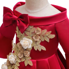 Fashion Floral Flower Girl Dresses for Weddings Solid Children Dresses princess