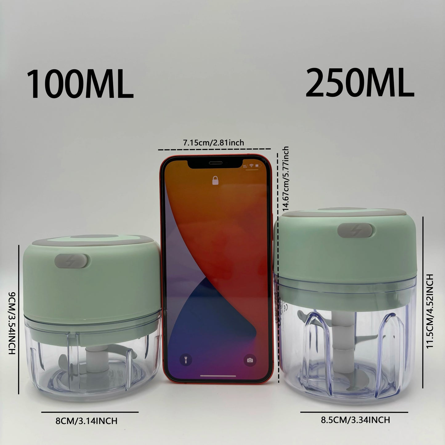 100ml/250ml Electric Mini Garlic Press Chopper - Rechargeable USB Masher with Powerful Lithium Battery, Easy Meat Grinder