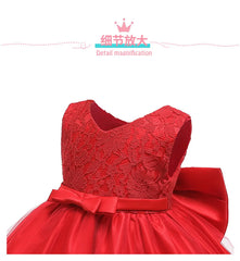 3-12 Years Summer Cute GIrls Dress Big Bow Lace Mesh Party Princess Dress For Girls Children