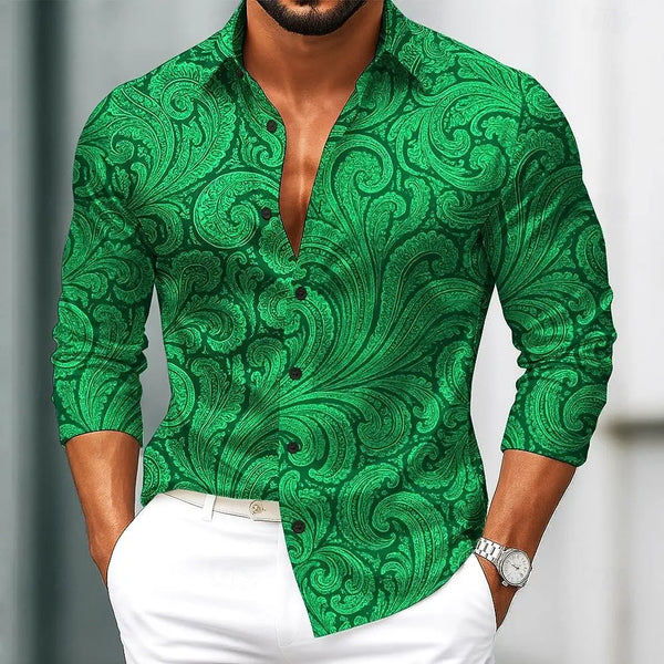 Men's Paisley Floral Print Ethnic Shirt al Long Sleeve Shirt Street Blouse