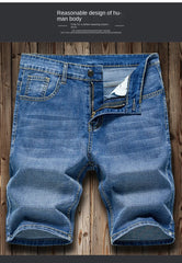 2026 Summer Shorts Jeans Men Denim Pants Stretch Dark Blue Fashion Design Men's Jeans Slim