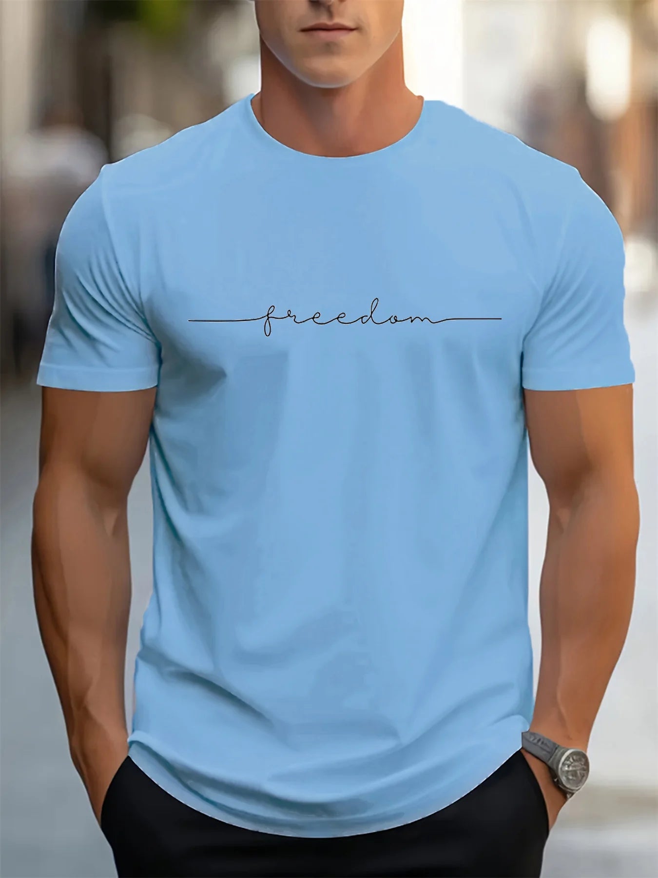 Men's 100% cotton summer fashionable casual loose plus size freedom graphic printed sport top