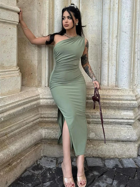 Women Maxi Dresses Sexy Split Black Sleeveless Backless Slim Dress Summer Female Fashion Off Shoulder Club Elegant Party Dresses
