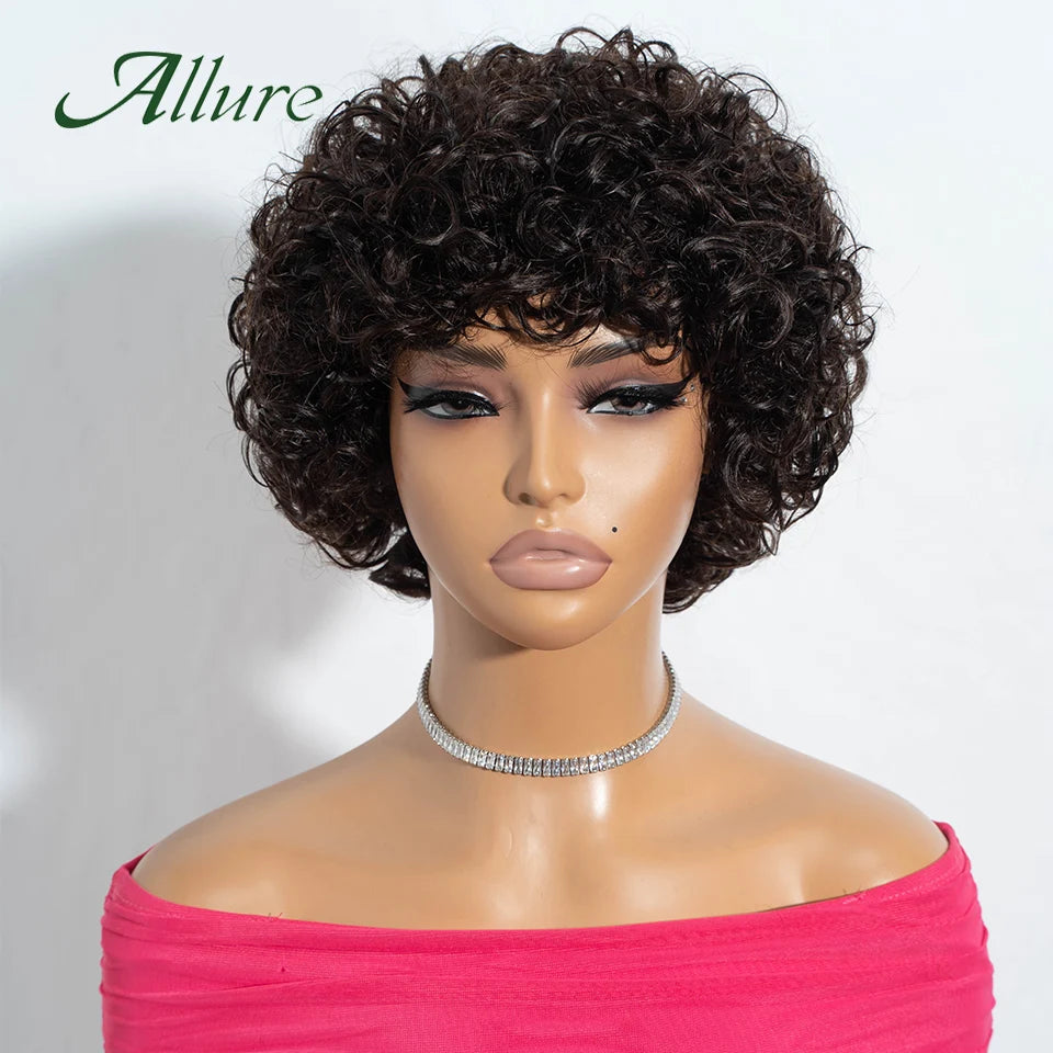 Brazilian Short Pixie Afro Kinky Curly Wigs for Women Glueless