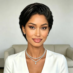 Ombre Colored Wig 13x4 Transparent Lace Frontal Wig Human Hair Straight Wig Pixie Cut Wig 150% Density