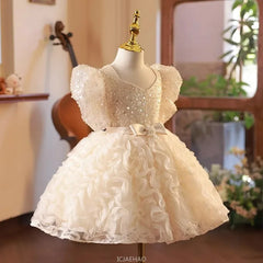 2025 Girls New Flower Girl Princess Dress Kids First Birthday Party Performance Gown Flower Girl Wedding Formal Occasion Wear