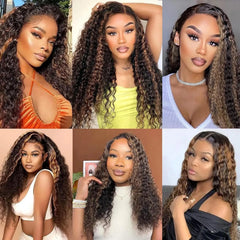 Highlight Ombre Lace Front Wig 40 Inch Curly Wigs 13x6 13x4 Hd Lace Frontal Water Wave Human Hair Wigs 1B/30 Colored Deep Wave
