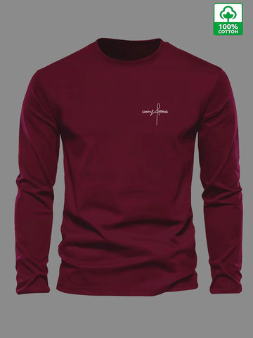 Men's 100% pure cotton loose and comfortable sports and leisure letter printed  long sleeve T-shirt top