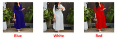 Elegant V Neck Lace-up Belted Party Dresses Women Spring Pleated Dress Autumn Three Quarter Sleeves Office Lady Dress Vestidos