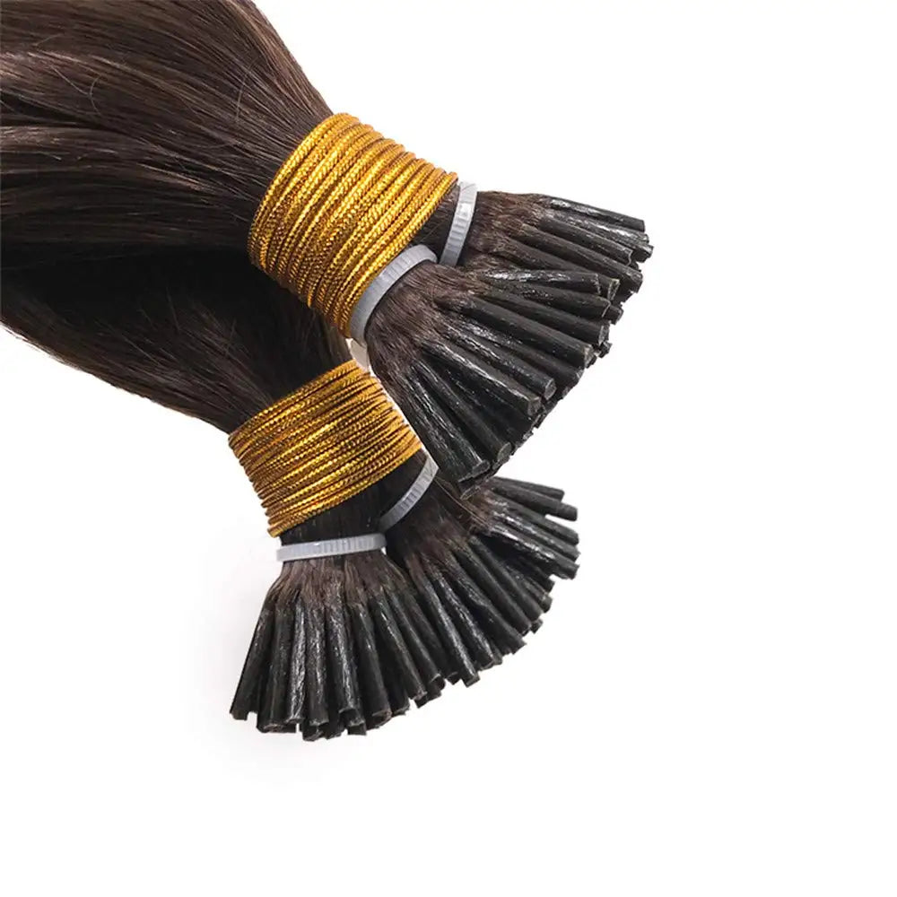 Natural Wave I Tip Human Hair Extension Brazilian Remy Hair Microlink Pre Bonded Stick I Tip Hair #2 #4 #1B 100g 100strands