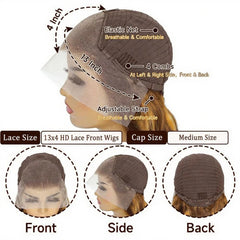100% Human Hair Honey Blonde 13x4 Loose Body Wave Lace Front Wigs P4/27 Highlight Ombre HD Lace Front Wigs 99J Burgundy Color