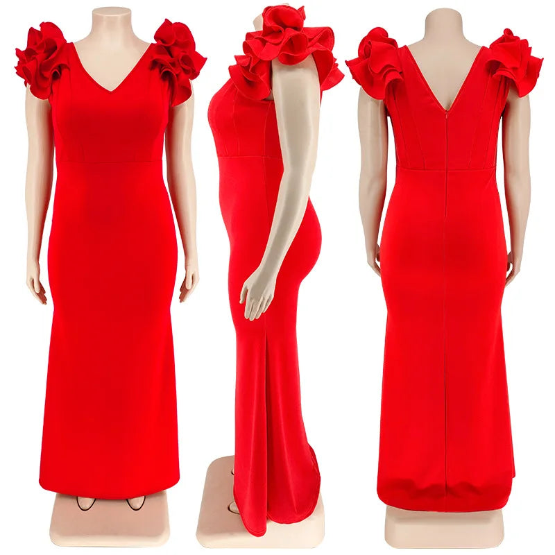 Ruffle Sleeve Elegant Guest Dresses For Women Wedding Party Dresse