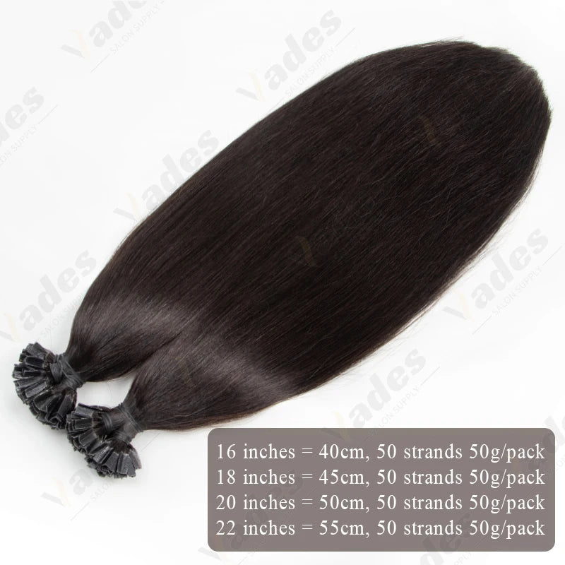 50s/Pack 50G K Tip Hair Extensions Human Hair Keratin Pre Bonded Hot Fusion Nail Tip Balayage Natural Silky Straight Extensions