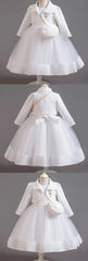 Spring Flower Girl Elegant Dresses for Wedding Girls’ Formal Dress with Bag 3 PC Set Long Sleeve