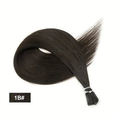 I Tip Hair Extensions Real Human Hair 50 Strands Jet Black Straight Pre-Bonded I Tip Hair Extensions Add Hair Length&Volume 50g