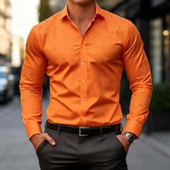 Men's Lightweight Long Sleeve Shirt With Subtle Geometric Dot Print Slim Fit Breathable Fabric For Formal Casual Daily Social Oc