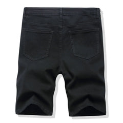 Shorts Men Hole Jeans Streetwear Mid Waist Washed Distressed Pockets Knee Length Vintage Ripped Denims Straight Short Pants