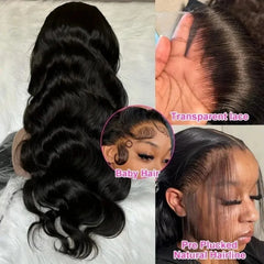 13x4 Body Wave Lace Front Wigs Human Hair Pre plucked With Baby Hair 200 Density HD Lace Body Wave Human Hair Wigs For Women Lace Front Wigs Human Hair Pre Plucked 200% Density Body Wave HD Lace Front Wigs Human Hair Transpar