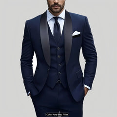 Jacket Vest Pants Solid Color Men's Formal Business Office Suit Groom Wedding Dress Party Blazer Waistcoat Trousers Tuxedo