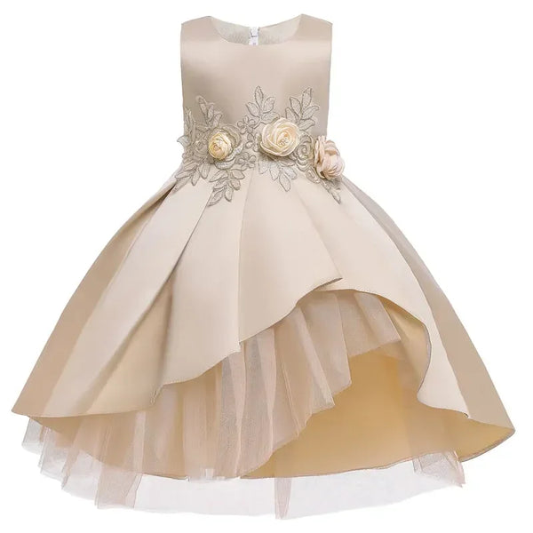 Fashion Solid Flower Girl Dresses for Weddings Lace Sleeveless Prom Dresses Summer Children Girls Party Dresses 3-10 Years