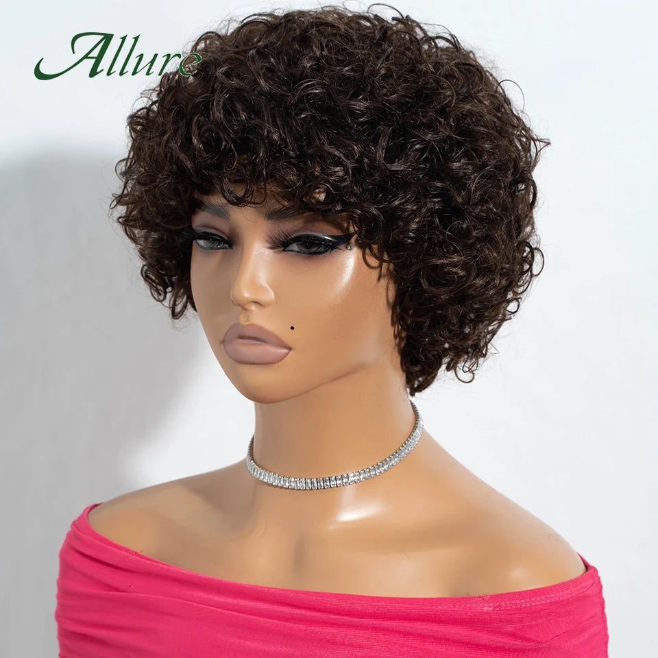 Brazilian Short Pixie Afro Kinky Curly Wigs for Women Glueless