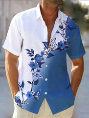 Men's Hawaiian Short Sleeve Shirt Gradient Floral Print Men's Casual