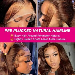 HD Chocolate Brown Human Hair Wigs 13x6 Full Lace Frontal Body Wave Brown Wigs Brazilian 30 Inch 13x4 Lace Front Wig 220 Density
