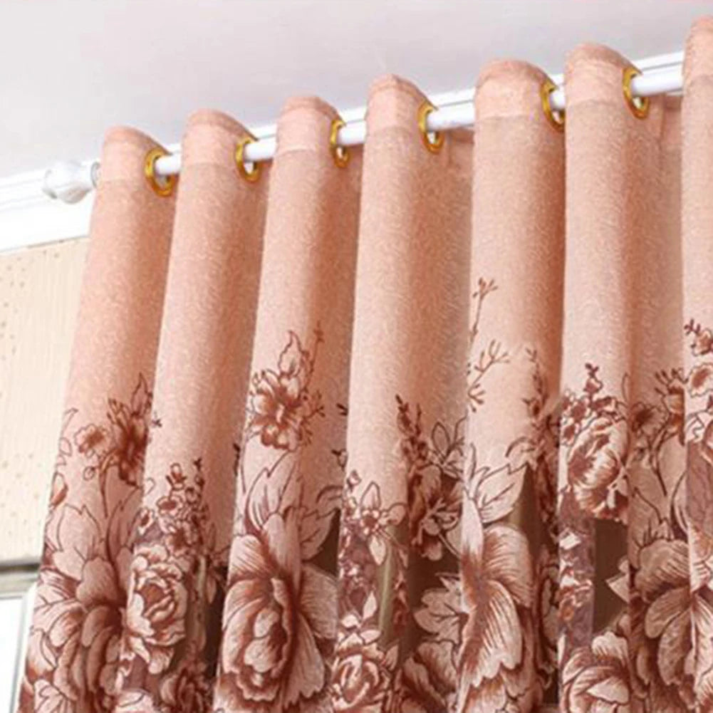 1Pc 100*250cm Flower Jacquard Tulle Window Curtain  drape lace embroidered
