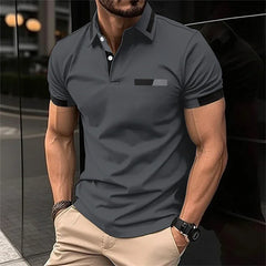 Men's Fitness Casual Sports T-shirt Gym Running Sports Elastic Short-sleeved Polo Shirt Lapel Top Men's Slim Fit T-shirt