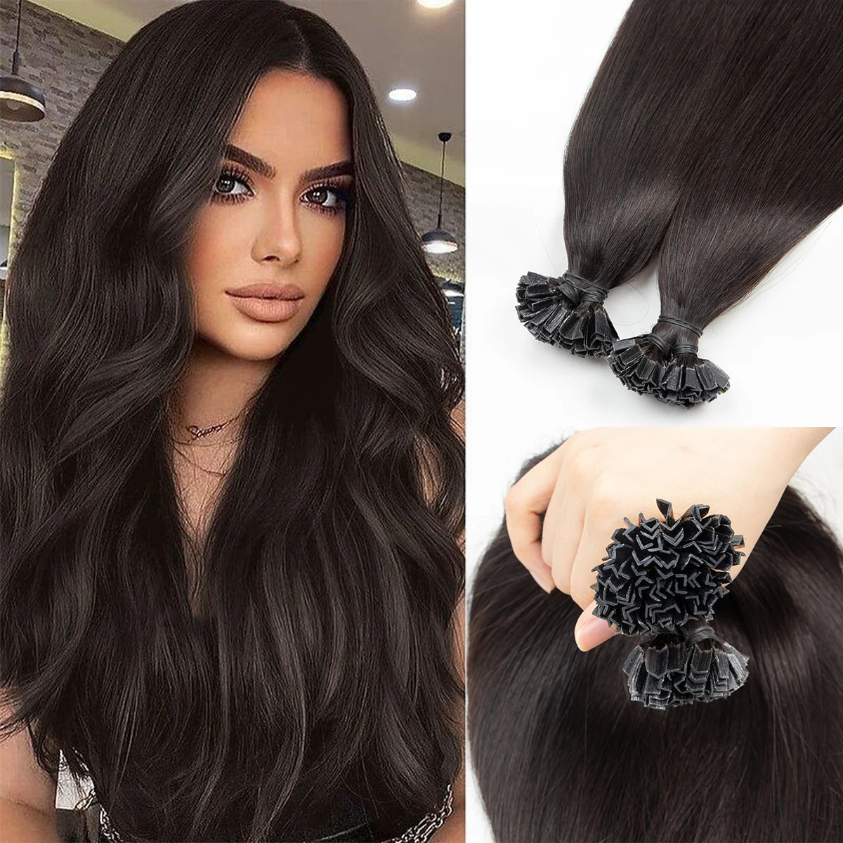Mrs Hair Keratin Hair K Tip Hot Fusion Natural Human Hair Extensions Italy Keratin Glue Machine Remy Hair 12-22inch