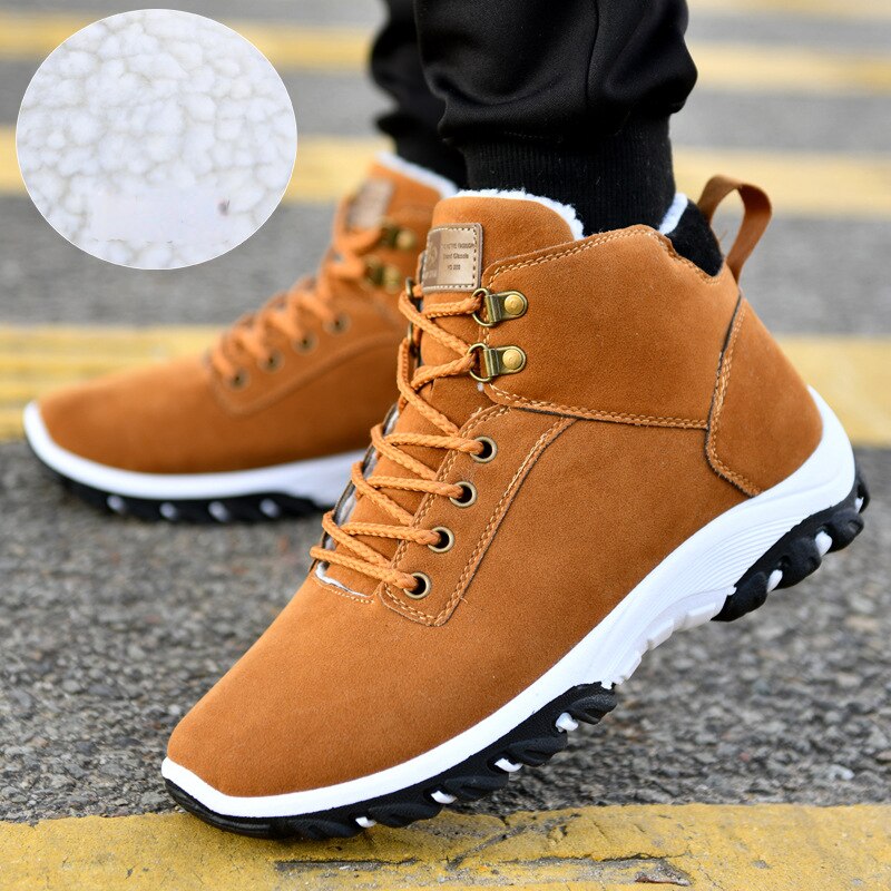 Winter Men Sneakers Waterproof Ankle Boots Warm Plush Hiking Footwear Non-slip Unisex Tooling Shoes Platform Winter Cotton Shoes