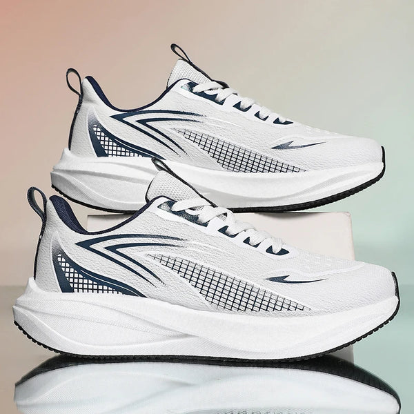 Men Running Shoes Marathon Sneakers Carbon Board Air Cushion Breathable Lightweight Men's Comfortable Athletic Nonskid Sports