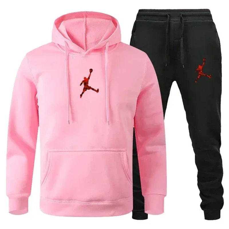 The two-piece pullover and jogging pants of the classic casual streetwear