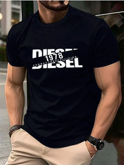Streetwear 3D Letter Print Men's Summer T-Shirt, Suitable for Everyday Casual and Sportswear. .