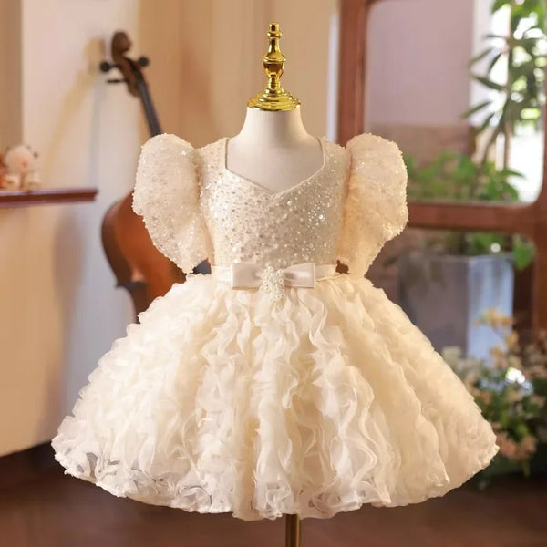 2025 Girls New Flower Girl Princess Dress Kids First Birthday Party Performance Gown Flower Girl Wedding Formal Occasion Wear