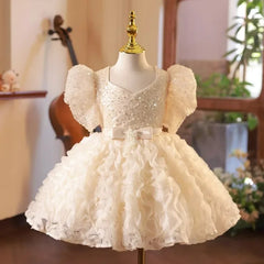 2025 Girls New Flower Girl Princess Dress Kids First Birthday Party Performance Gown Flower Girl Wedding Formal Occasion Wear