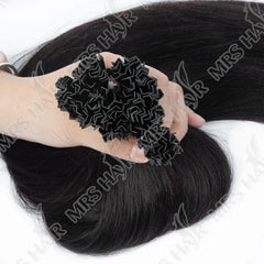 K Tip Hair Extensions Human Hair Light Yaki Cuticles Remy  Pre Bonded Keratin Hot Fusion Hair Extensions 14-26 inch 1B V Tip