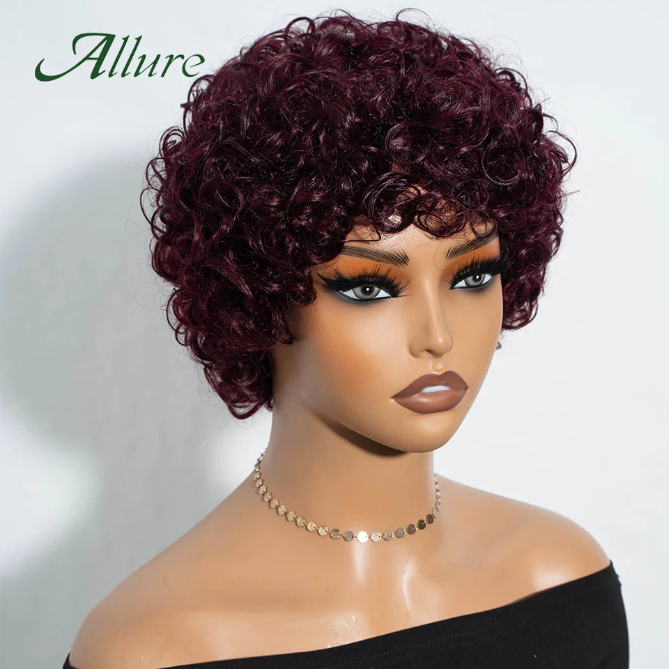 Brazilian Short Pixie Afro Kinky Curly Wigs for Women Glueless