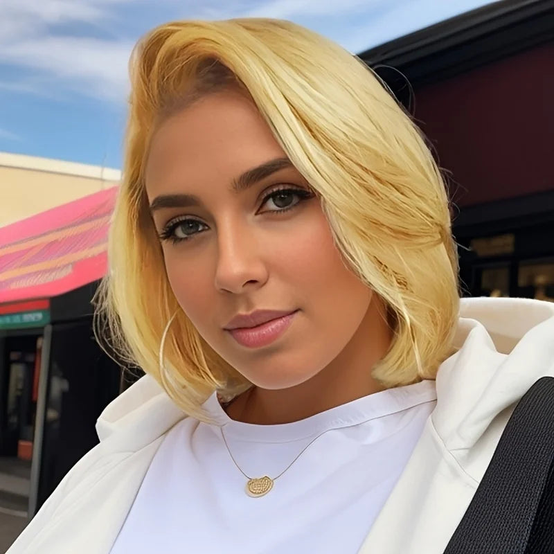 Straight Short Bob Wig 13x4 Lace front Bob Wigs Brazilian Human Hair via