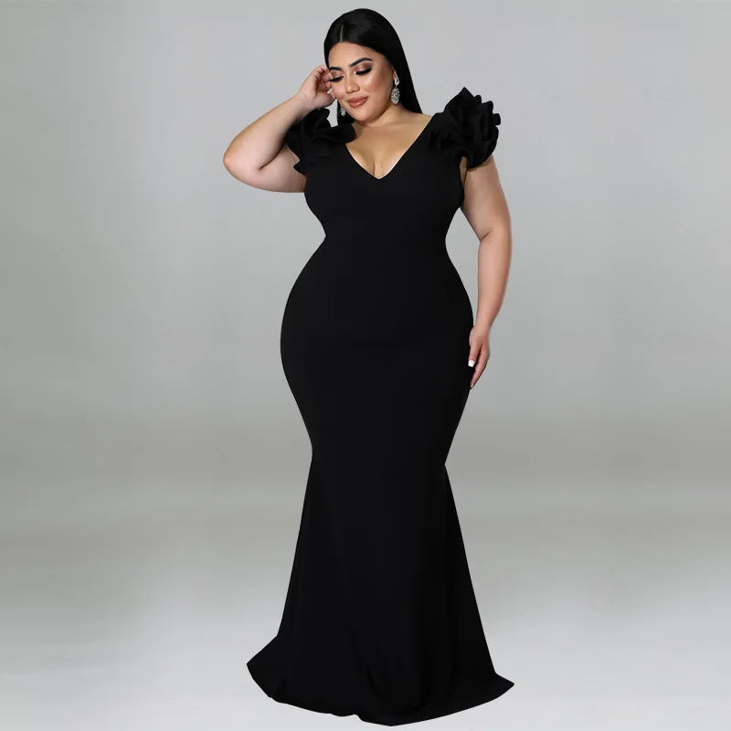 Ruffle Sleeve Elegant Guest Dresses For Women Wedding Party Dresse