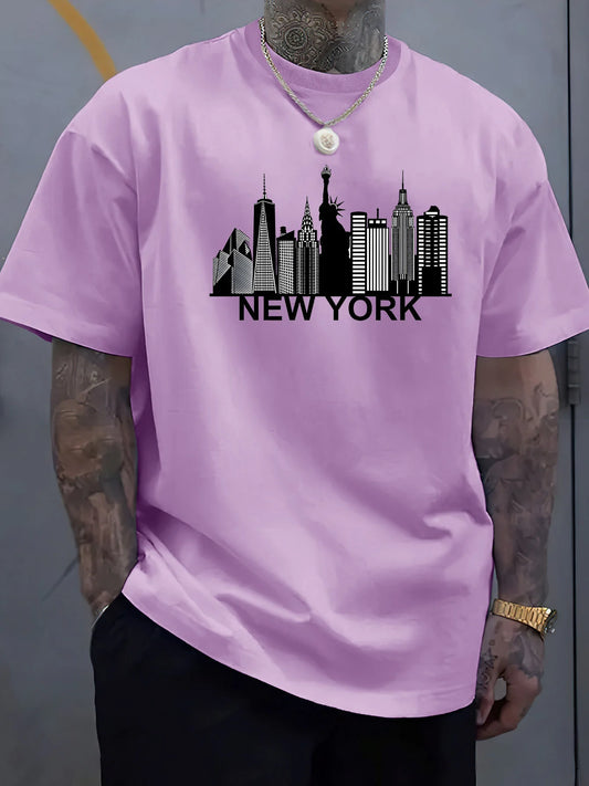 100% pure cotton men's New York city pattern printed fashionable casual  sports