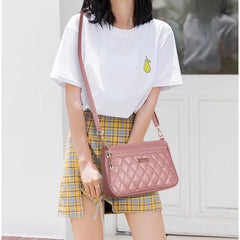 PU Leather Crossbody Bags Zipper New Fashion Shoulder Bag for Women Large Capacity Embroidery Thread Small Purse
