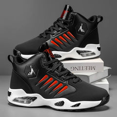 Men's High-Top Basketball Shoes Feature a Breathable Mesh Design