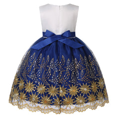 2025 Autumn and Winter new children's mesh gold sequins embroidered bow tie dresss skirt wedding birthday